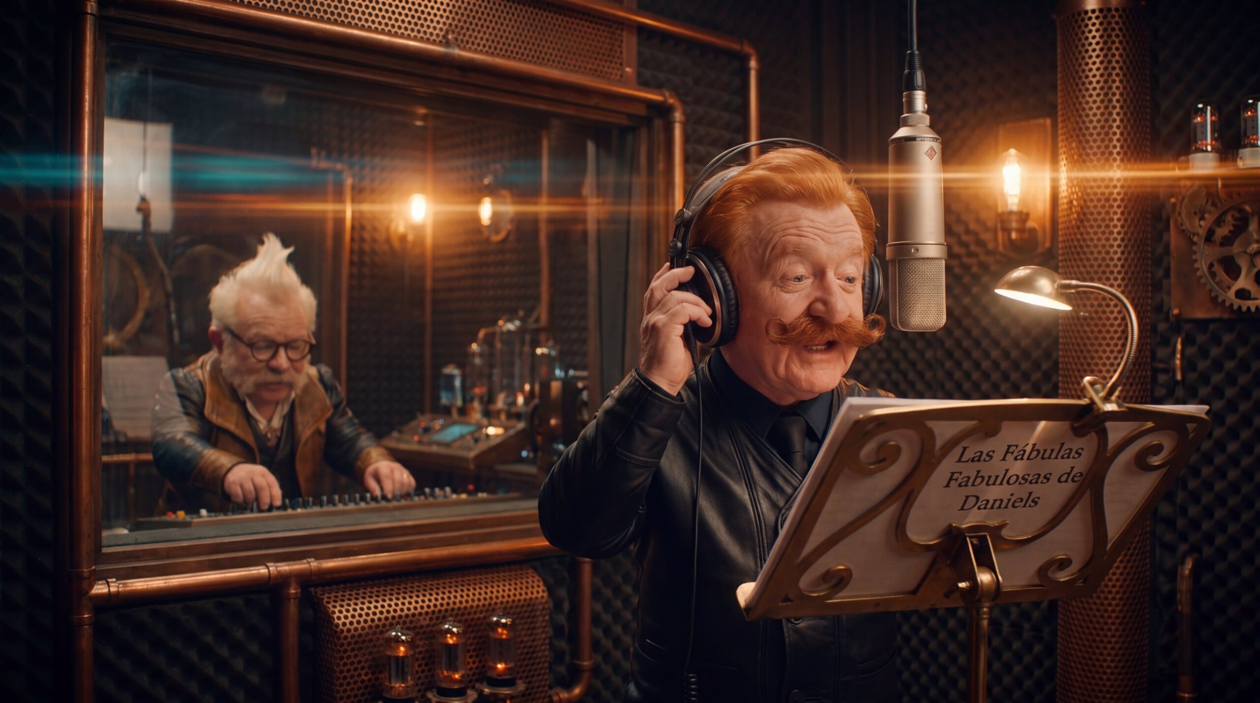 Daniels Dan grabando en el estudio Las Fábulas Fabulosas de Daniels, su primer audiolibro